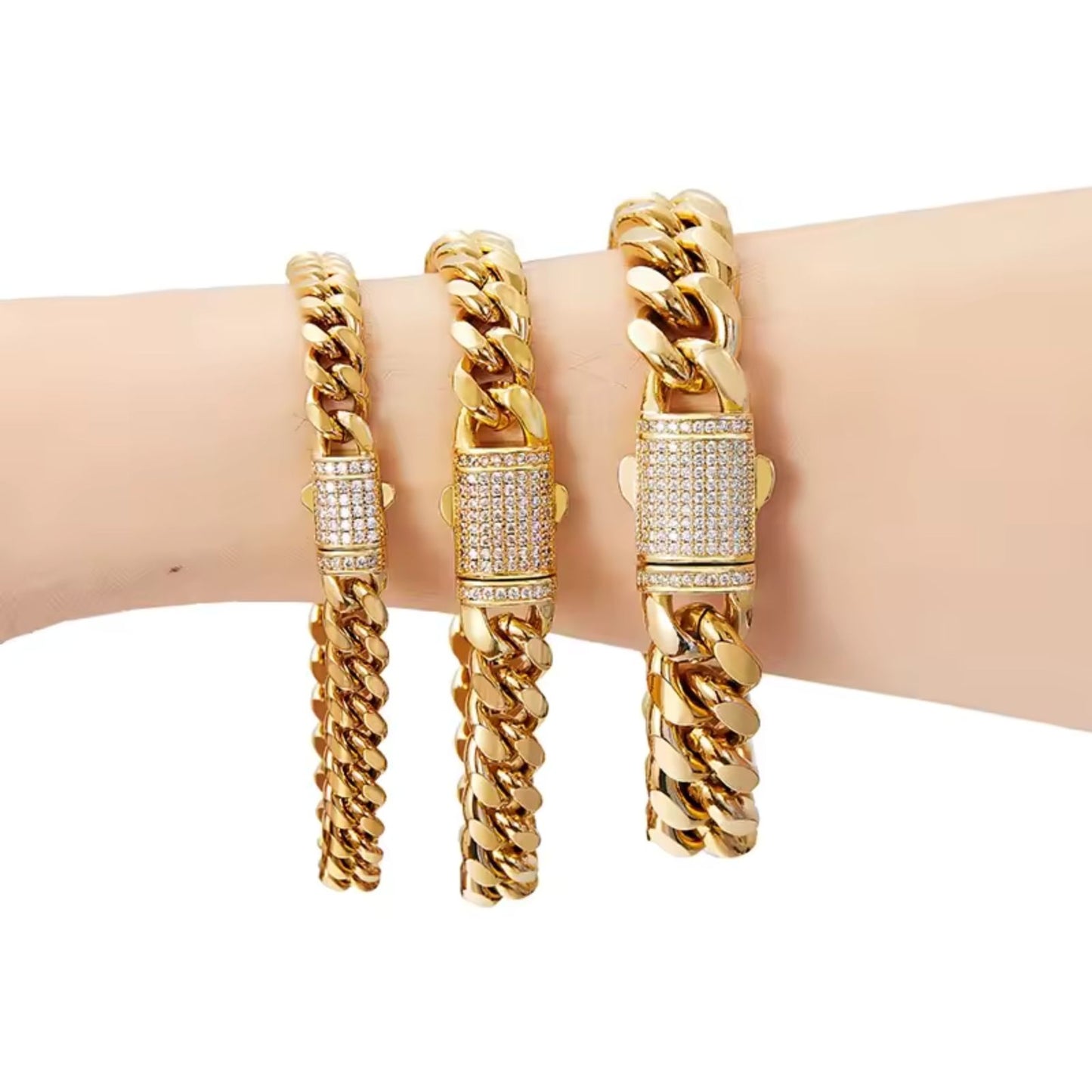 Miami style Cuban link chain bracelets